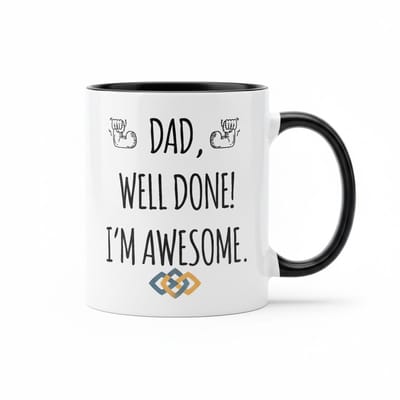 Dad Well Done I’m Awesome Mok 330 ml – Grappige Vader Tekst Koffiemok – Vaderdag Cadeau voor Papa