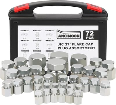Doppen en Bussen Set - Slang Fittingen - Hydraulische Afdichting - 37 Graden Schroefdraad - 72 Stuks - Zilver