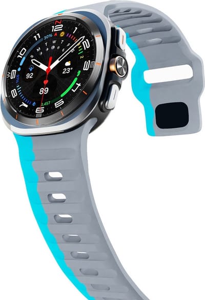 Siliconen bandje - geschikt voor Samsung Galaxy Watch Ultra (47mm) / Ultra 2025 (47mm) - grijs-blauw