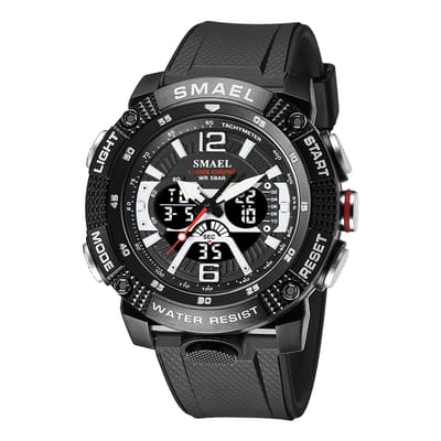 Shockbestendig Heren Horloge Zwart | Smael | 8058 | Shock | Waterdicht | Glow in dark | Mud Master | Leger ARMY | Licht | Rubberen band | Timer | Eyecatcher | Master | Cadeau