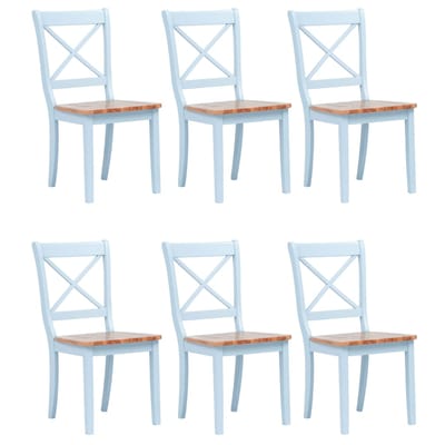 vidaXL Eetkamerstoelen 6 st massief rubberwood grijs en naturel