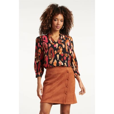 Smashed Lemon Roze en zwart dierenprint top |