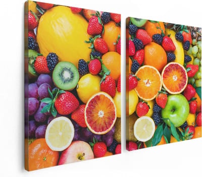 Artaza Canvas Schilderij Tweeluik Kleurrijke Fruit Achtergrond - 120x80 - Foto Op Canvas - Canvas Print