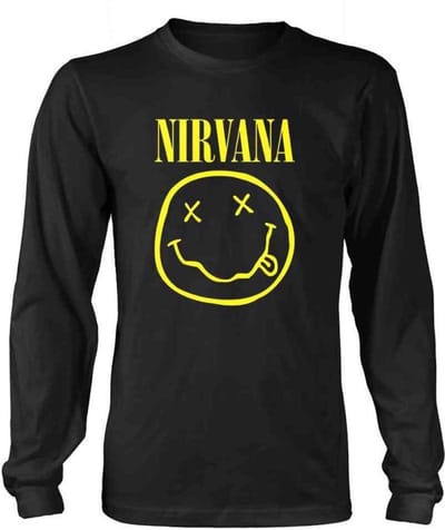 Nirvana Longsleeve shirt -XL- Smiley Logo Zwart