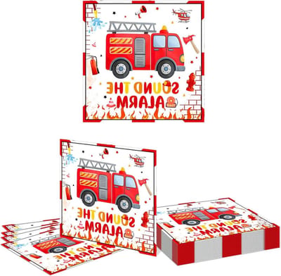 20 Stuks Vuurwagen Verjaardagsdecoraties - Servetten voor Brandweerman Feest, Vuurwagen Versiering en Feestartikelen