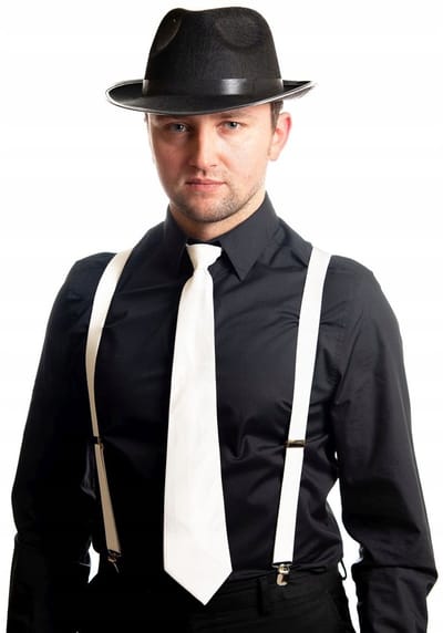 Witte Satine Gangster Strik Das - Jaren '20 Stijl