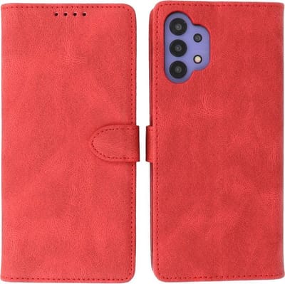 Samsung Galaxy A32 5G Hoesje - Portemonnee Book Case - Kaarthouder & Magneetlipje - Kunstleer - Rood