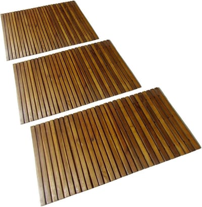 Set van 3 Houten Badmatten Acacia Antislip Badkamer en Sauna Matten