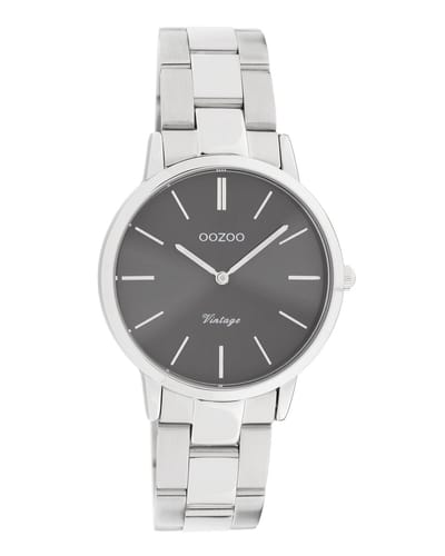 OOZOO Vintage series - zilverkleurige horloge met zilverkleurige roestvrijstalen armband - C20042 - Ø34