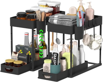 Unyqoos ® Handige Keuken- en Badkamerorganizer met Verstelbare Hoogtes en Veelzijdige Opslagmogelijkheden