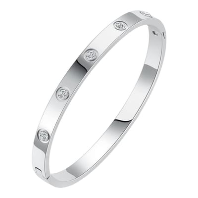 Janix Dames Armband Bangle – Roestvrij Staal – Zilverkleurig – Met Zirkonia – Waterbestendig