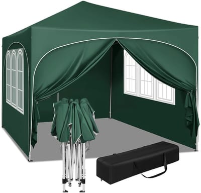 Partytent met zijwanden - Gemakkelijk op te zetten - Waterdicht - Opvouwbaar - Eenvoudig op te zetten - Paviljoen - Weerbestendig - 3x3 m - Groen