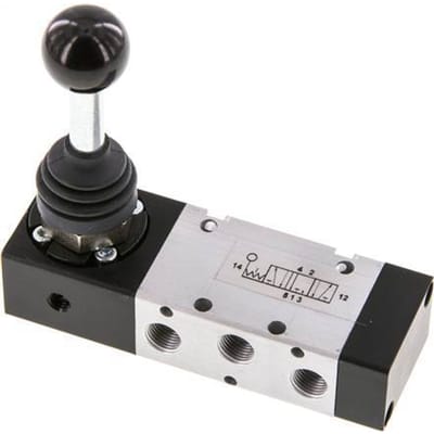 5/3 G1/8 '' Middenuitlaat Handbediend Hefboom Ventiel Detent -0.95-10bar/-13.2-140psi