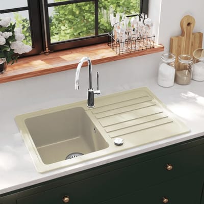 vidaXL - Gootsteen - enkele - bak - graniet - beige