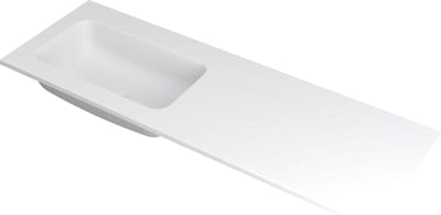 INK Faktor wastafel polystone links zonder kraangat 140x45x1,5cm, mat wit