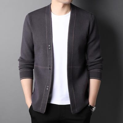 Herfstvest Heren Trui Losse Koreaanse Versie van de Trend Casual Trui Heren Lente en Herfst Dunne Jas 4XL
