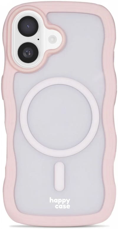 HappyCase Wavy Hoesje | Geschikt voor Apple iPhone 16 | Compatibel met MagSafe | Back Cover | Roze