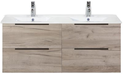 Seville Badmeubelset 120 cm - 4 Laden Craft Oak Edge Greep - Wastafel Enjoy Dubbel