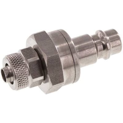 RVS DN 7.2 (Euro) Luchtkoppeling Insteeknippel 6x8 mm Push-On Double Shut-Off - CLP7-N-S-SV-6