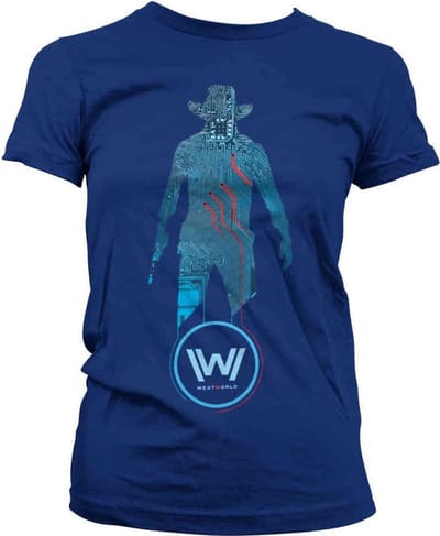 Westworld Dames Tshirt -S- Blue Circuit Cowboy Blauw