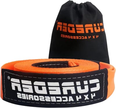 Trekhaak Herstelriem - Sleepriem Trekband - Voertuigen Uittrekken - Hoge Polyester Kwaliteit - 3" x 20FT - Oranje