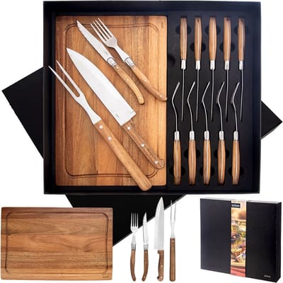 Bestekset voor Steaks en Hamburgers Edelstaal 15 delig - Steakmessen - Messenset - Steakmessenset - Kartelmes - Messenset - Bestek Set BBQ