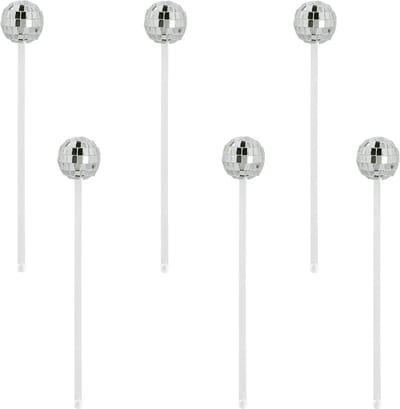 Boland - Set 6 roerstaafjes Discobal - Glitter & Glamour - 80s - Disco