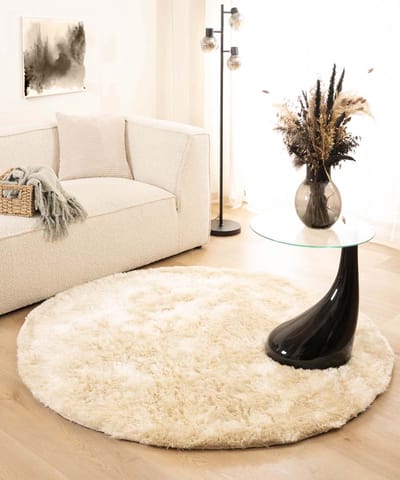 Shaggy vloerkleed rond - Spark crème 150