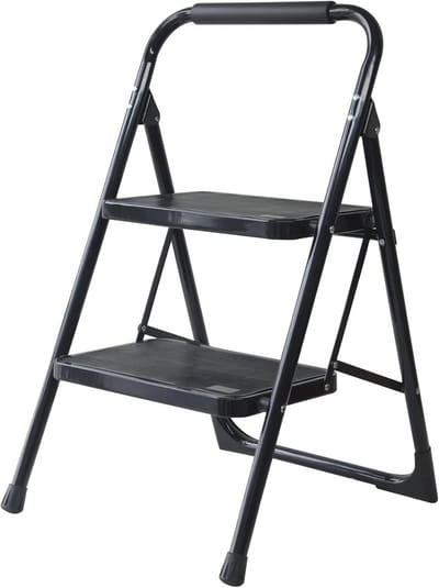 2 Treden Opvouwbare Ladder - Antislip, Zware Kwaliteit, Ideaal voor Thuis en Werk