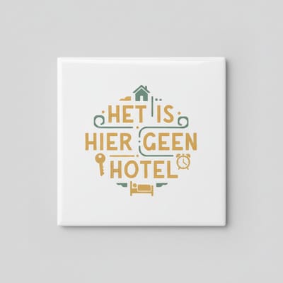 Grappige Huis Tekst Keramische Tegel – “Het Is Hier Geen Hotel” – Decoratieve Wandtegel 15×15 cm