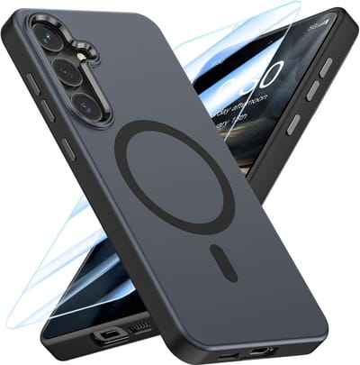Matte magnetische hoes Geschikt voor: Samsung Galaxy S25 Plus - Compatibel met MagSafe - Schokbestendige, Doorschijnende, Matte achterkant - Zwart