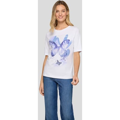 Shirt met vlinders en glittersteentjes - wit - Gr. 40 van Goldner Fashion