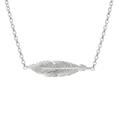 zilver gerhodineerd collier veer 40,5 + 3 cm 1319792