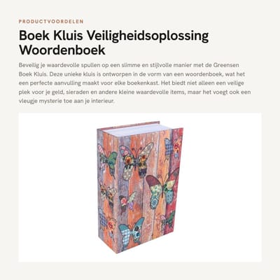 Dailygoods- Boekkluis Luxe - Boekkluis met Cijferslot - Kluis voor Geld - Kluis voor Sieraden - Verstevigde Kluis - Inclusief 2 Sleutels - Veiligheidsbox