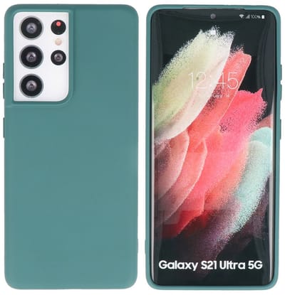 Hoesje Geschikt voor de Samsung Galaxy S21 Ultra - Fashion Color Backcover Telefoonhoesje - Donker Groen