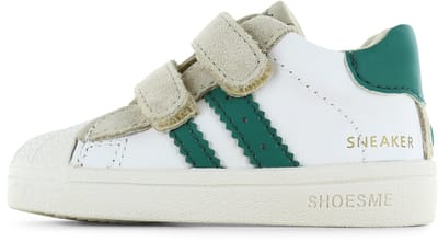 Shoesme Wit-Groen Sneakertje - Sneakers Kinderen - Jongens - Beige Green - Suède - Maat 22