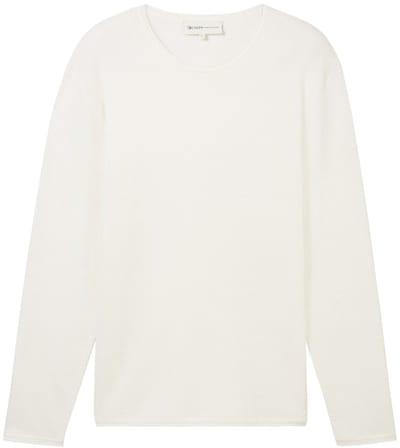 Tom Tailor Denim - Gebreide trui van katoen - Maat XXL - Wool White