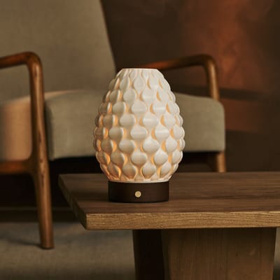 Tavellio Serena Oplaadbare Tafellamp – H23 – Porselein en 3D geprint – Donkerbruin