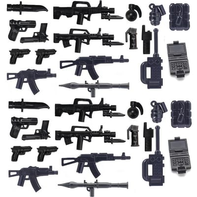 34 STUKS Pistool Militaire Wapen Unieke Krachten Politie Wapens Soldaat SWAT Mini Actiefiguren Leger Onderdelen Bouwsteen Bakstenen Speelgoed black