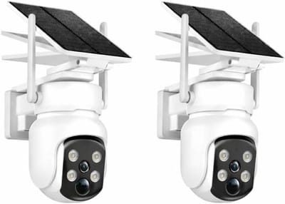 Bewakingscamera Buiten - Accu Camera - Huis Beveiligen - 360 Graden Zicht - 4MP Resolutie - Zwart