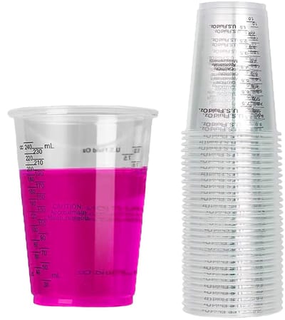 mengbeker, 30 stuks roerbekers met schaal, 240 ml lakmengbeker, kleur mengbeker, maatbeker van plastic, voor het mengen van vloeistoffen (herbruikbaar)