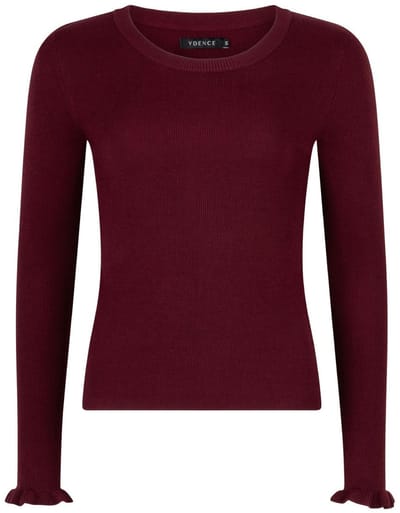 Ydence Knitted Top Shirley Tops & T-shirts Dames - Shirt - Bordeaux - Maat XL