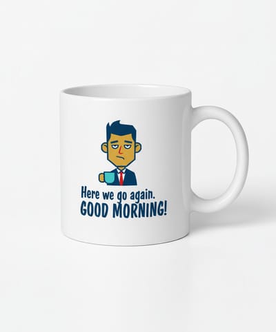 Here we go again mok - Good Morning! Koffiemok met humoristische print