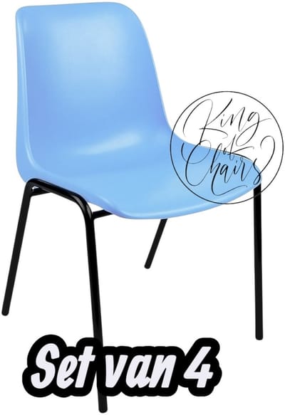 Kantinestoel Helene Lichtblauw -set van 4- zwart onderstel kantinestoel stapelstoel kuipstoel vergaderstoel tuinstoel kantine stoel stapel stoel tuin stoel kantinestoelen stapelstoelen kuipstoelen arenastoel schoolstoel bezoekersstoel Everardo