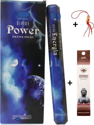 2 Kokers - Wierook - Wierookstokjes - Wierooksticks - Incense sticks - Divine Power - 40 stokjes + 5 mini wierookstokjes + Gelukspoppetje