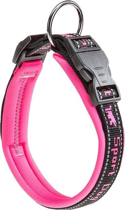 Ferplast Sport Dog Halsband - Nylon - Zachte voering - Roze - Breedte 25 mm - Nekomtrek 35 - 45 cm (GELIEVE ALVORENS BESTELLEN OPMETEN)