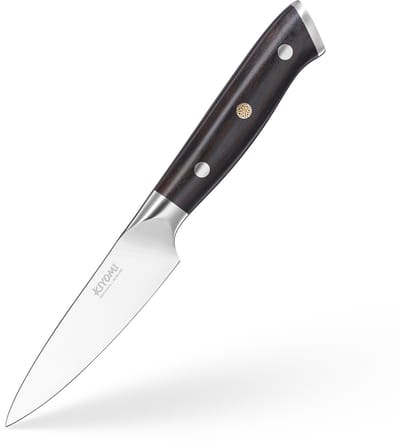 Kiyomi Schilmes 9 cm - Professioneel Officemes - Duits X50CrMoV15 Staal - Vlijmscherp Keukenmes - Ergonomisch Pakkahouten Handvat