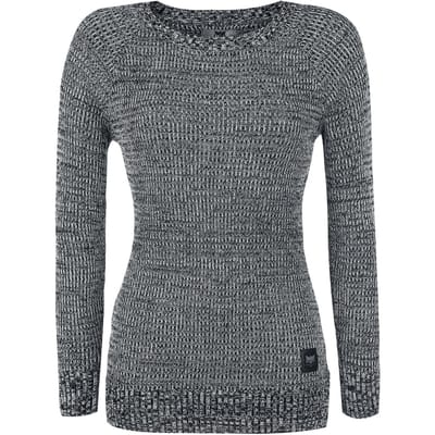 Black Premium by EMP Grijze gebreide trui in melange-look met geribde manchetten - Dames - XS