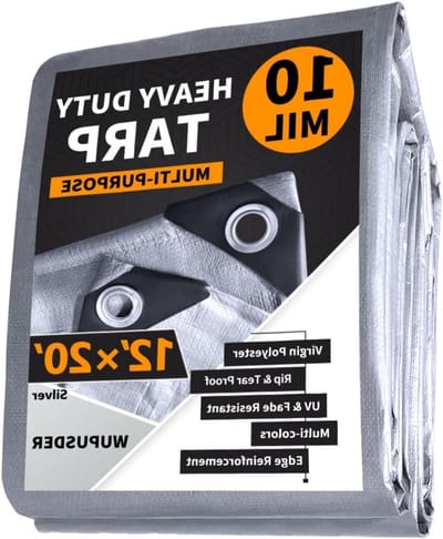 Heavy Duty Tarp - Waterdicht Dekzeil - Buiten Beschermen - Scheurbestendig Rand Verstevigd - 37x61 m - Zilver