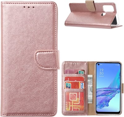 LuxeBass Hoesje geschikt voor Oppo A53 / A53s - Bookcase Rose Goud - portemonnee hoesje - telefoonhoes - gsm hoes - telefoonhoesjes